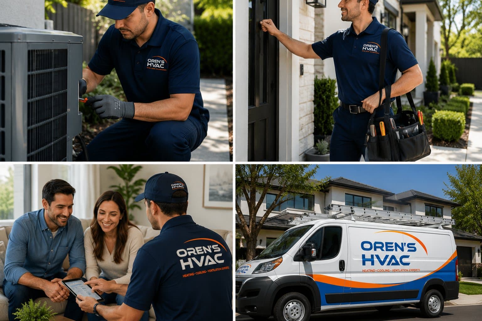 Oren's HVAC Services technicians, branded vans, and in-home service across Alameda and Contra Costa County